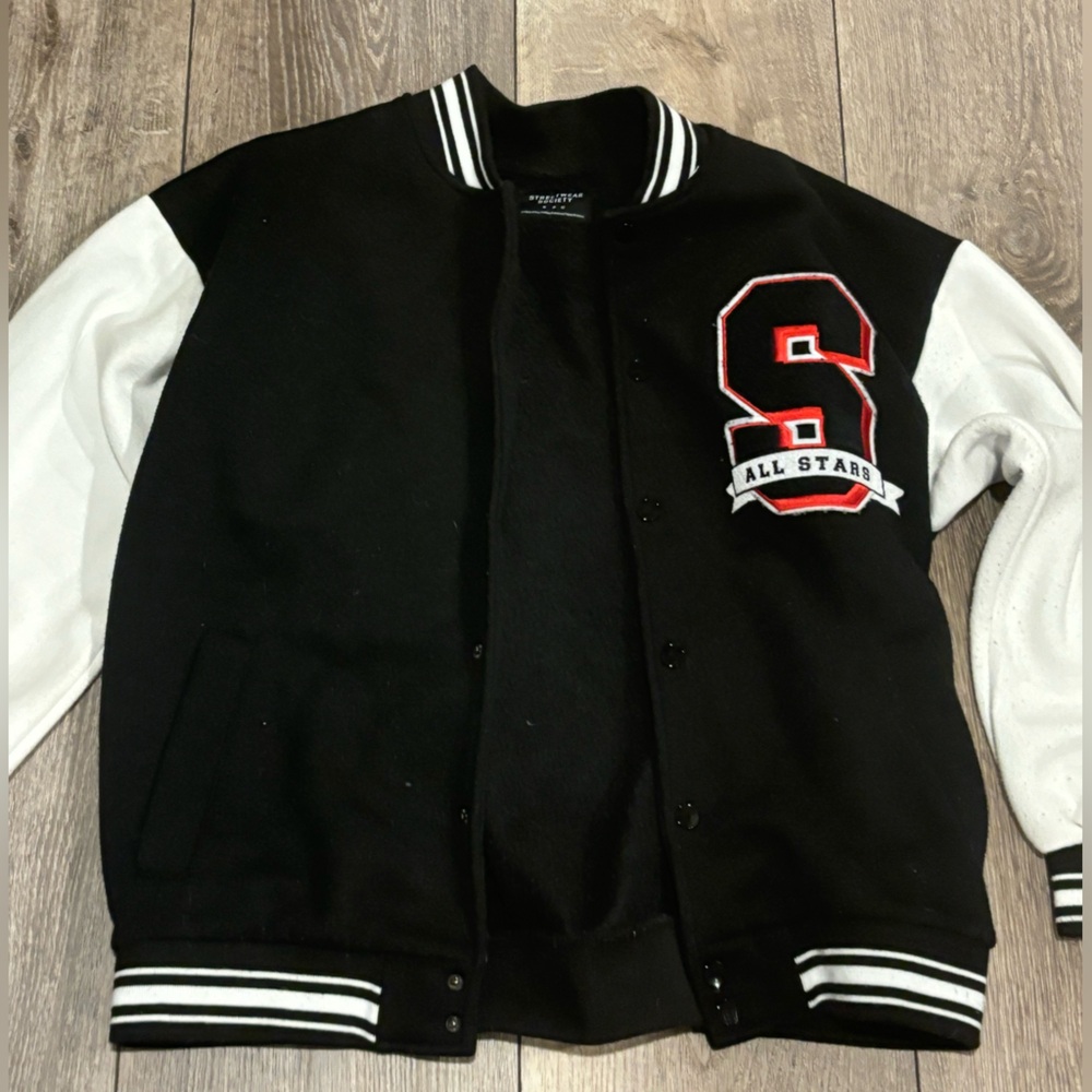 Black Varsity jock sweater